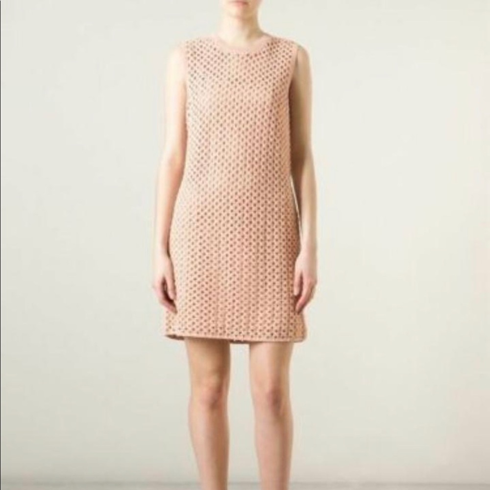 THEORY Peach Crochet Knit Dress with lining